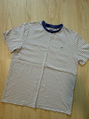 Calvin Klein Cream Tee with Navy Stripes